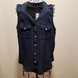 Papermoon New Womens Sleveless Blouse size L Black